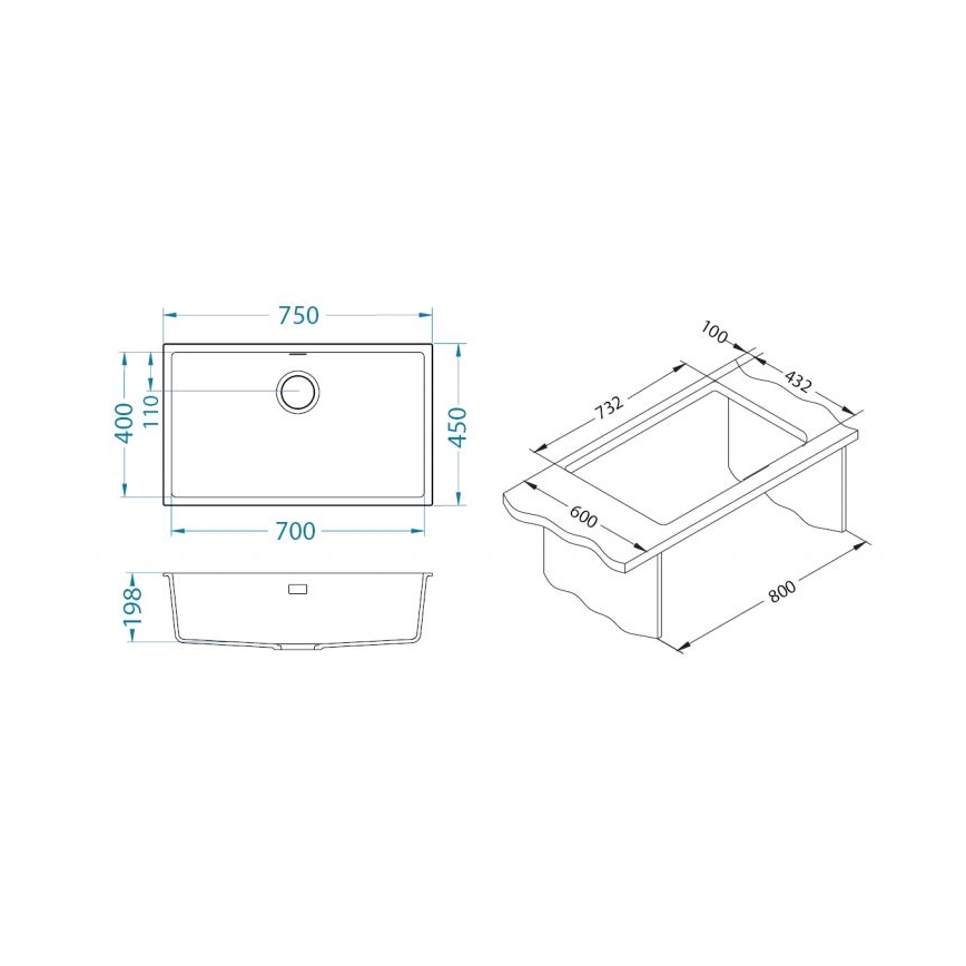 ALVEUS 1150064 - Кухненска мивка OMNI 75x45 см гранит/черна