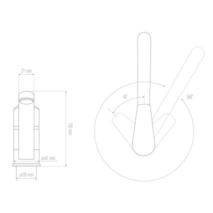 ALVEUS 1150800 - Смесител за мивка CLARA 13,5 см гранит/черен