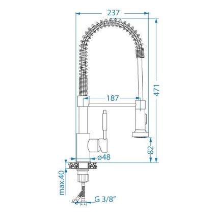 ALVEUS 1150886 - Смесител за мивка с гъвкава чучур и душ слушалка URBAN 47,1 см сатен