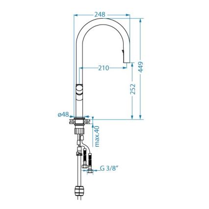 ALVEUS 1150908 - Кран за мивка с издърпваща се пръскачка SWAN 44,9 см черен