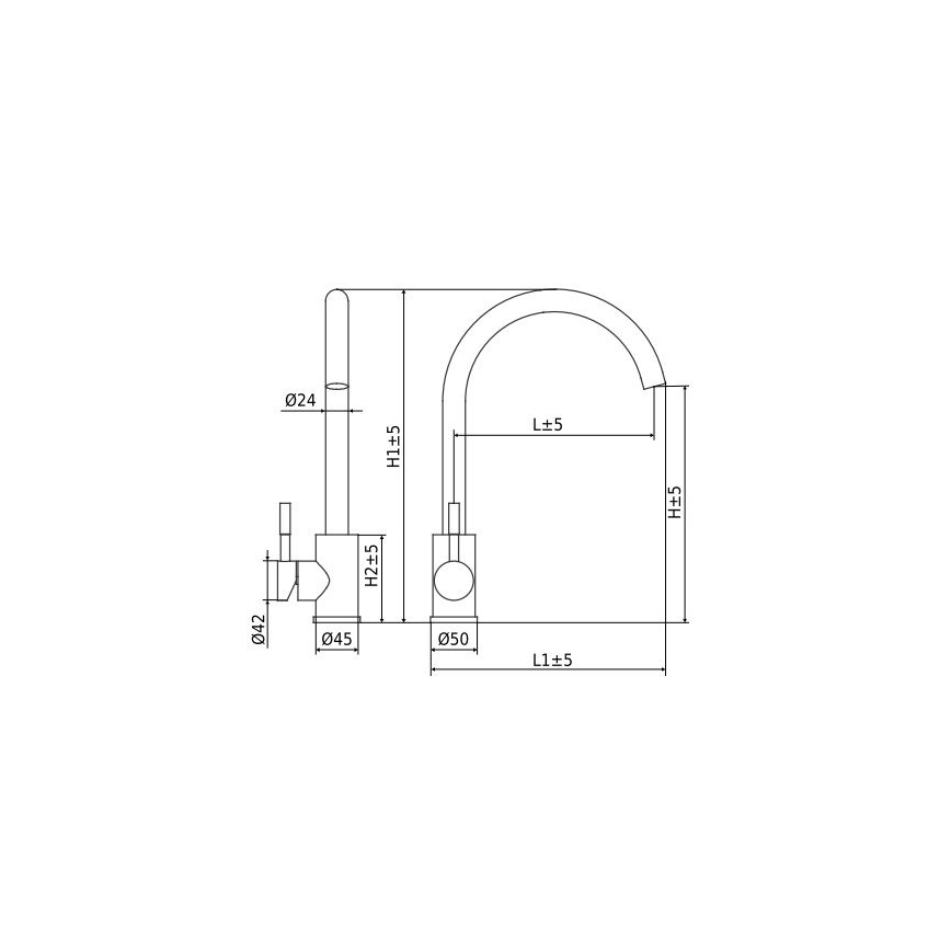 ALVEUS ES3508A - Кран за мивка VIOLA 36,7 см неръждаем