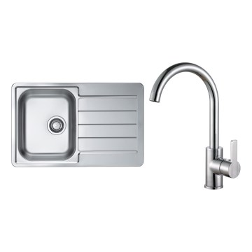 ALVEUS SET0026 - Мивка за кухня LINE 79x50 см + смесител TONIA 29,5 см сатен/лъскав хром
