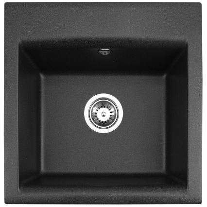 ALVEUS SETA23193 - Кухненска мивка ATROX 50x50 см + смесител с гъвкава струя MINTAS 34 см гранит/матово черен