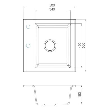 ALVEUS SETA23193 - Кухненска мивка ATROX 50x50 см + смесител с гъвкава струя MINTAS 34 см гранит/матово черен