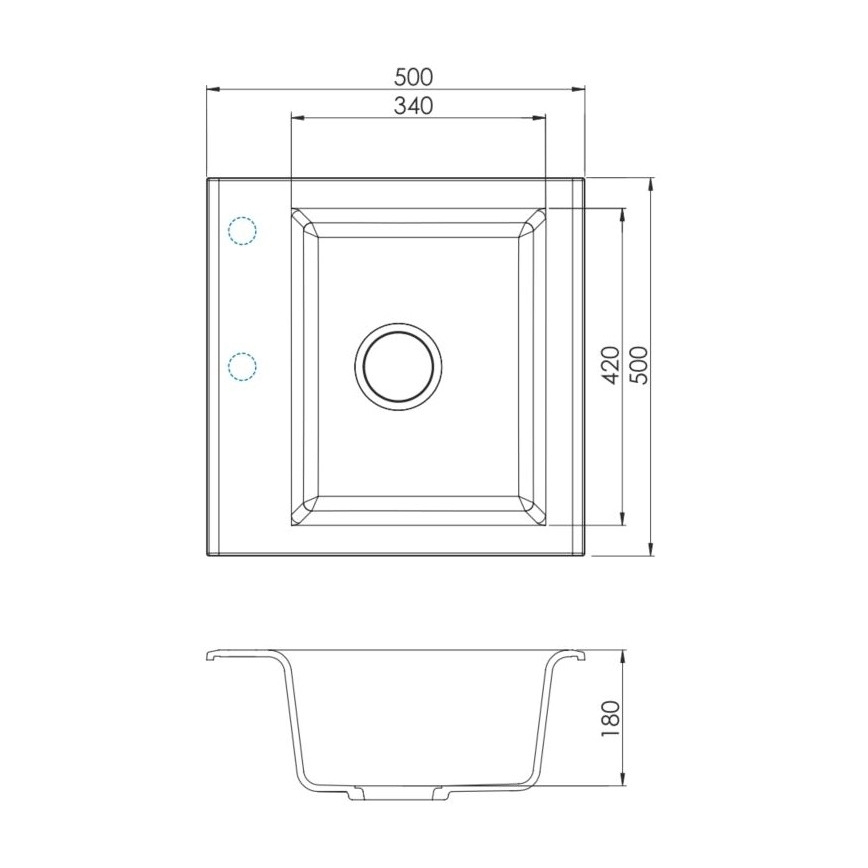 ALVEUS SETA23193 - Кухненска мивка ATROX 50x50 см + смесител с гъвкава струя MINTAS 34 см гранит/матово черен