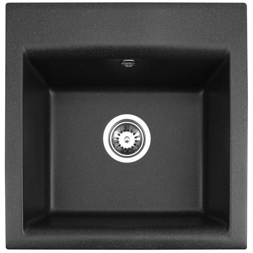 ALVEUS SETA23193 - Кухненска мивка ATROX 50x50 cm + смесител за мивка с гъвкаво рамо MINTAS 34 cm гранит/матово черно