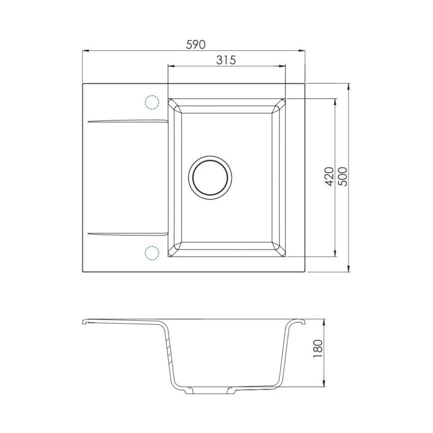 ALVEUS SETA23197 - Кухненска мивка CADIT 59x50 см + смесител за мивка с гъвкаво рамо MINTAS 34 см гранит/матово черно
