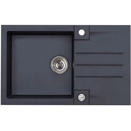ALVEUS SETA23201 - Кухненска мивка ROCK 78x48 см + смесител с гъвкава врата MINTAS 34 см гранит/матов черен