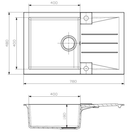 ALVEUS SETA23201 - Кухненска мивка ROCK 78x48 см + смесител с гъвкава врата MINTAS 34 см гранит/матов черен