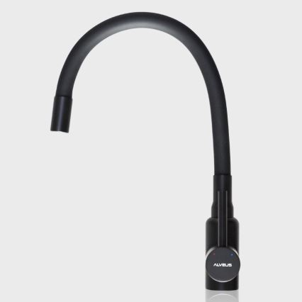 ALVEUS SETA23201 - Кухненска мивка ROCK 78x48 см + кухненски смесител с гъвкав чучур MINTAS 34 см гранит/матово черно