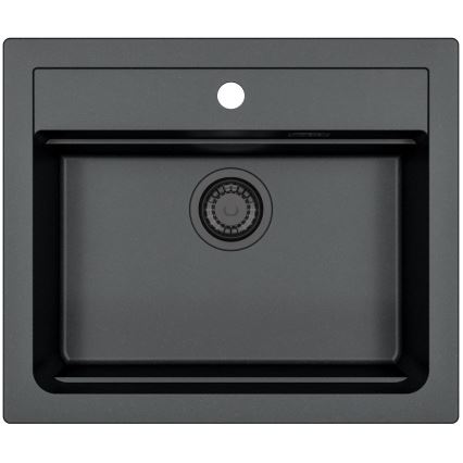 ALVEUS SETA23228 - Кухненска мивка ATROX 59x50 cm + смесител за мивка MINTAS 34 cm с гъвкаво подвижно рамо гранит/матово черно