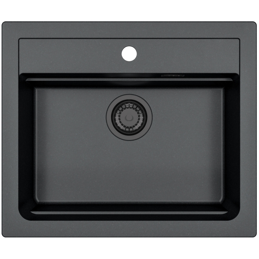 ALVEUS SETA23228 - Кухненска мивка ATROX 59x50 cm + смесител за мивка MINTAS 34 cm с гъвкаво подвижно рамо гранит/матово черно