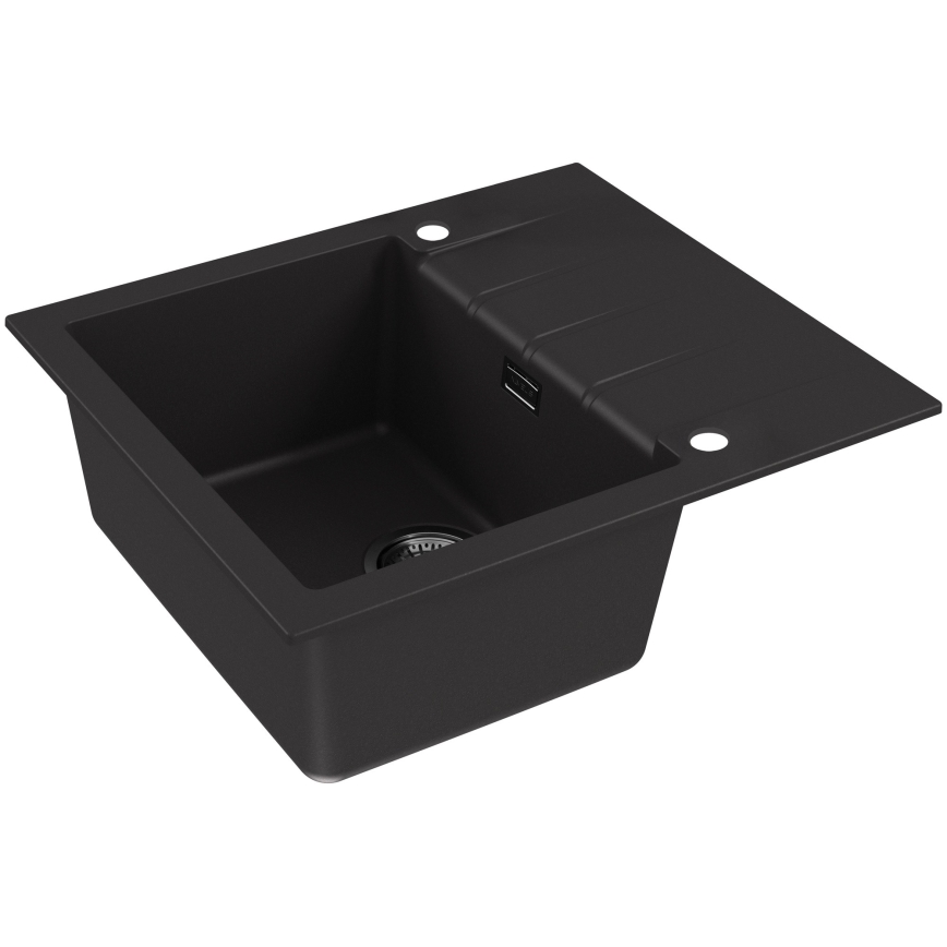ALVEUS SETA23230 - Кухненска мивка CADIT 59x50 см + смесител за мивка с гъвкав излив MINTAS 34 см гранит/матово черно