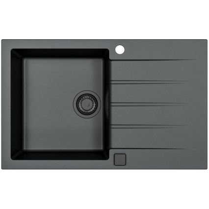 ALVEUS SETA23231 - Кухненска мивка CADIT 79x50 см + смесител с гъвкаво рамо MINTAS 34 см гранит/матов черен