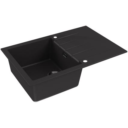 ALVEUS SETA23231 - Кухненска мивка CADIT 79x50 см + смесител с гъвкаво рамо MINTAS 34 см гранит/матов черен