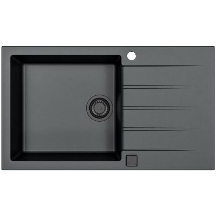 ALVEUS SETA23232 - Кухненска мивка CADIT 86x50 см + смесител с гъвкаво рамо MINTAS 34 см гранит/матов черен