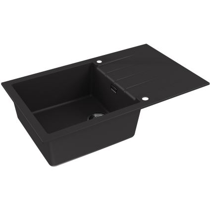 ALVEUS SETA23232 - Кухненска мивка CADIT 86x50 см + смесител с гъвкаво рамо MINTAS 34 см гранит/матов черен