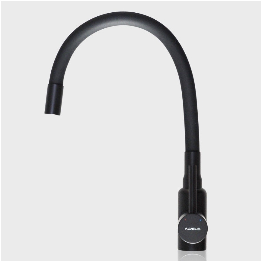 ALVEUS SETA23236 - Кухненска мивка ROCK 59,5x47,5 см + смесител с гъвкава струя MINTAS 34 см гранит/матов черен