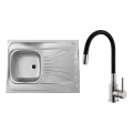 ALVEUS SETA24019 - Кухненска мивка CLASSIC 80x60 cm + Смесител за мивка MINTAS 34 cm с гъвкав чучур, браширана стомана/черно