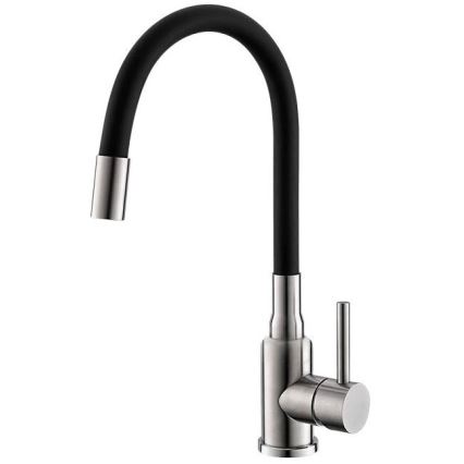ALVEUS SETA24019 - Кухненска мивка CLASSIC 80x60 см + смесител с гъвкаво рамо MINTAS 34 см матова стомана/черен