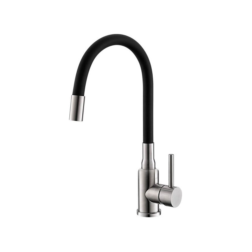 ALVEUS SETA24019 - Кухненска мивка CLASSIC 80x60 см + смесител с гъвкаво рамо MINTAS 34 см матова стомана/черен
