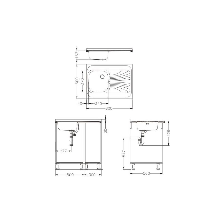 ALVEUS SETA24019 - Кухненска мивка CLASSIC 80x60 см + смесител с гъвкаво рамо MINTAS 34 см матова стомана/черен