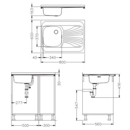 ALVEUS SETA24019 - Кухненска мивка CLASSIC 80x60 см + смесител за мивка с гъвкав чучур MINTAS 34 см неръждаема стомана/черен