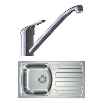 ALVEUS SETA259 - Мивка BASIC 78x43,5 см + смесител RIVIERA 14,8 см сатен/глянцев хром