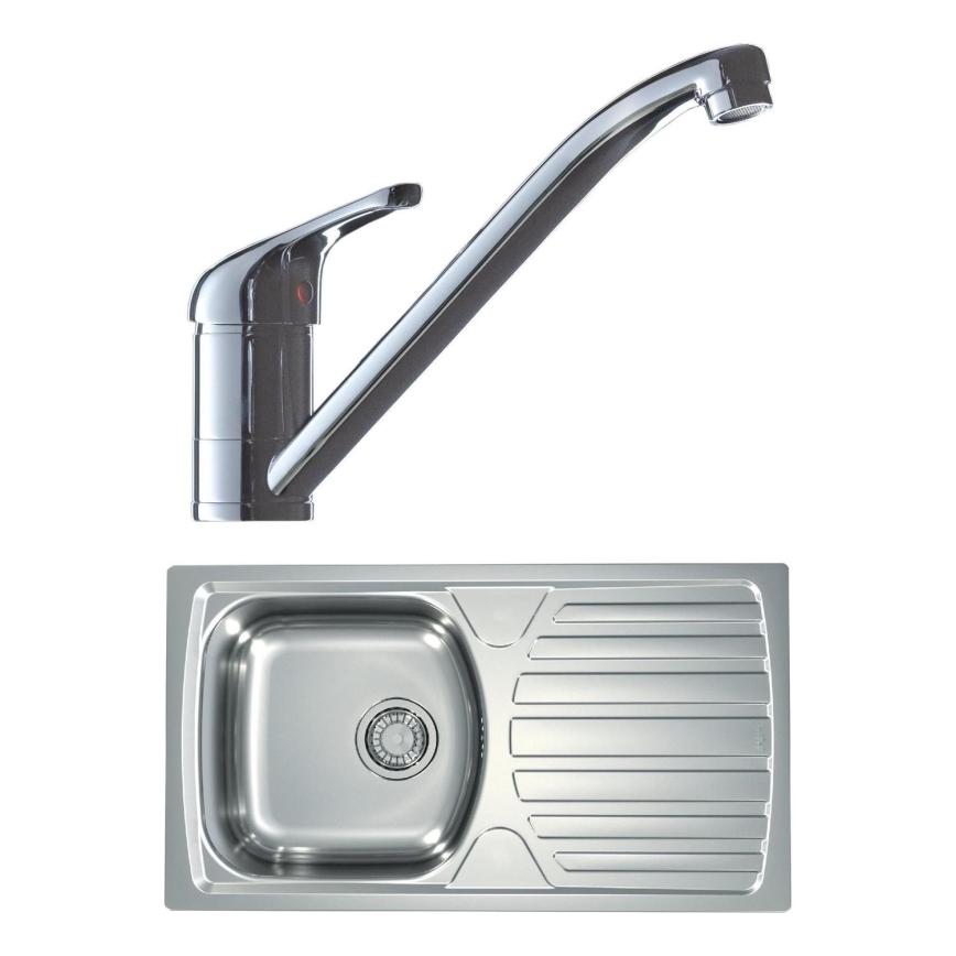 ALVEUS SETA259 - Мивка BASIC 78x43,5 см + смесител RIVIERA 14,8 см сатен/глянцев хром