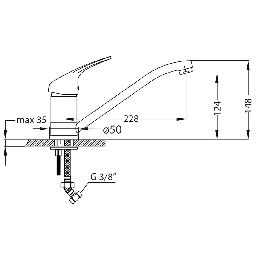 ALVEUS SETA259 - Мивка BASIC 78x43,5 см + смесител RIVIERA 14,8 см сатен/глянцев хром