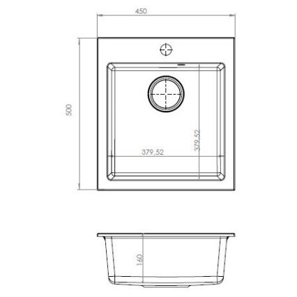 ALVEUS SETA737 - Кухненска мивка CORTINA 50x45 см + батерия за мивка с гъвкаво рамо TONIA 29,5 см гранит/матова черна