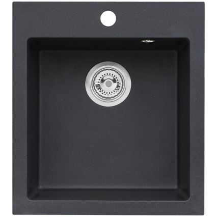 ALVEUS SETA737 - Кухненска мивка CORTINA 50x45 см + смесител за мивка TONIA с гъвкаво рамо 29,5 см, гранит/матово черно