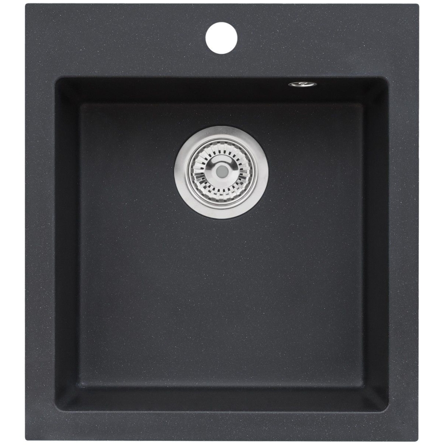 ALVEUS SETA737 - Кухненска мивка CORTINA 50x45 см + смесител за мивка TONIA с гъвкаво рамо 29,5 см, гранит/матово черно