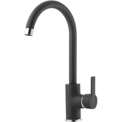 ALVEUS SETA737 - Кухненска мивка CORTINA 50x45 см + смесител за мивка TONIA с гъвкаво рамо 29,5 см, гранит/матово черно