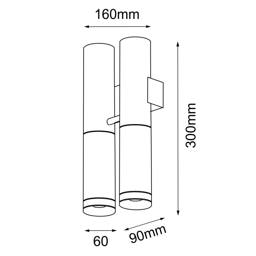 Amplex - Аплик 2xGU10/15W/230V черен