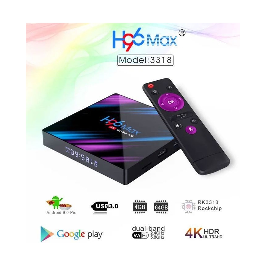 Android телевизионна кутия SMART 4GB RAM 4K Wi-Fi + дистанционно