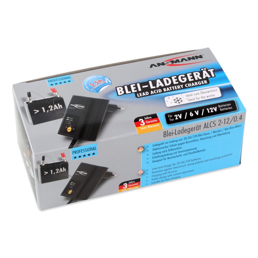 Ansmann 11496 - ALCS 2-12/0,4 - Зарядно за батерии 2-12V/1,2-40Ah