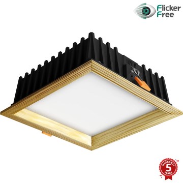 APLED - LED Лампа за окачен таван SQUARE WOODLINE LED/12W/230V 3000K 17x17 см бор масивнo дървo