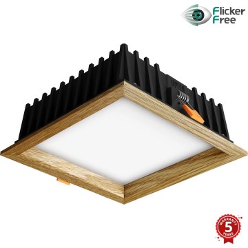 APLED - LED Лампа за окачен таван SQUARE WOODLINE LED/12W/230V 3000K 17x17 см дъб масивнo дървo