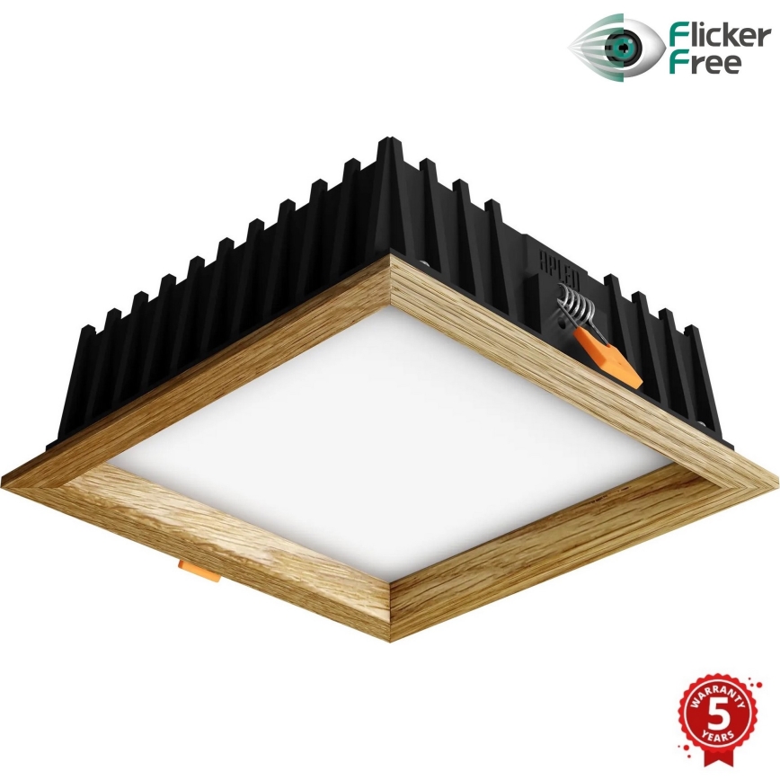 APLED - LED Лампа за окачен таван SQUARE WOODLINE LED/12W/230V 3000K 17x17 см дъб масивнo дървo