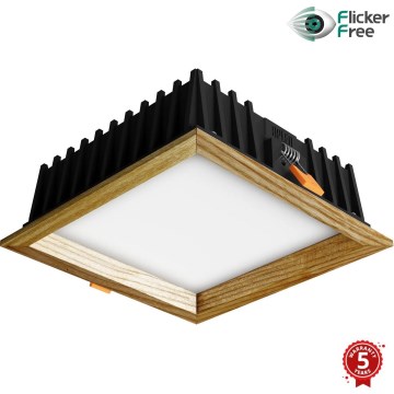 APLED - LED Лампа за окачен таван SQUARE WOODLINE LED/12W/230V 3000K 17x17 см пепел масивнo дървo