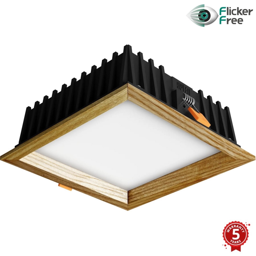 APLED - LED Лампа за окачен таван SQUARE WOODLINE LED/12W/230V 3000K 17x17 см пепел масивнo дървo