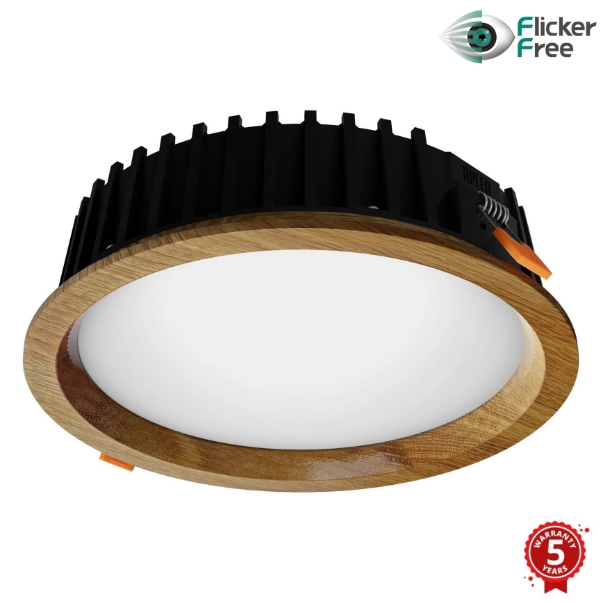 APLED - LED Лампа за окачен таван RONDO WOODLINE LED/12W/230V 3000K Ø 20 см дъб масивнo дървo