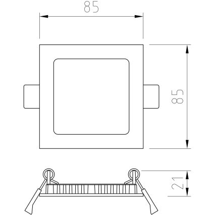 APLED - LED Лампа за вграждане в баня SQUARE LED/3W/230V IP41 85x85 мм