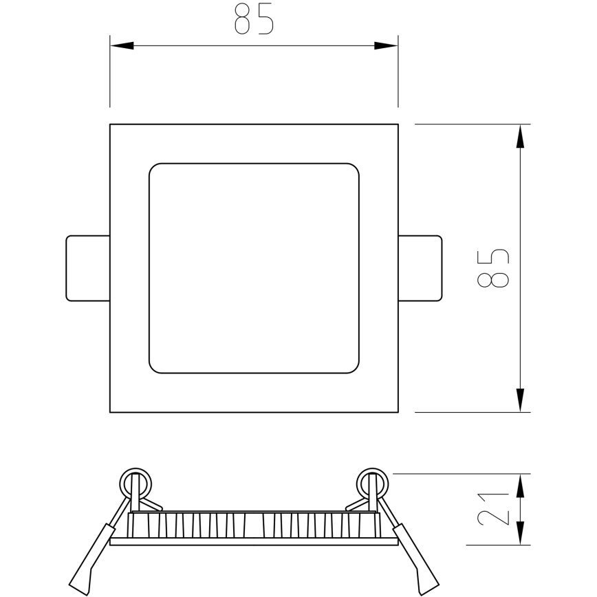 APLED - LED Лампа за вграждане в баня SQUARE LED/3W/230V IP41 85x85 мм