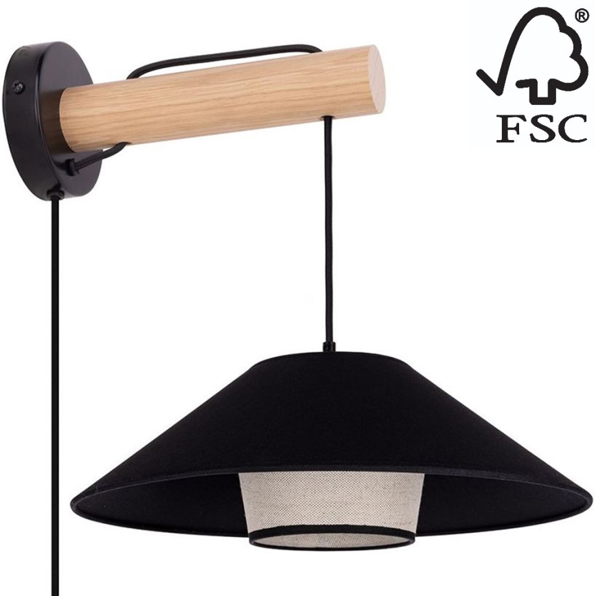 Аплик AMIGO 1xE27/25W/230V дъб – FSC сертифицирано