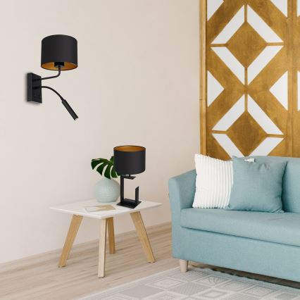 Стенно осветително тяло ARDEN 1xE27/60W/230V + 1xG9/8W черно/златно