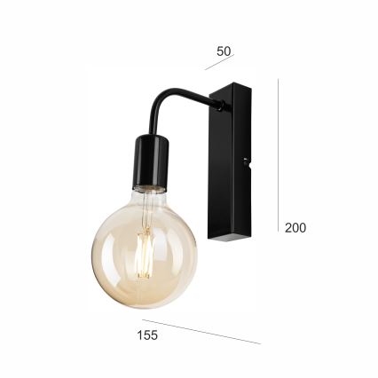 Аплик ASTRID 1xE27/60W/230V лъскаво черен