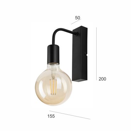 Аплик ASTRID 1xE27/60W/230V матов черен