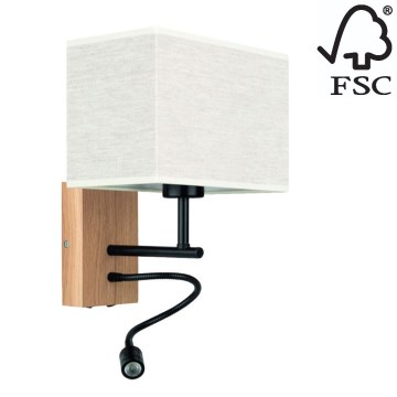 Аплик BOHO 1xE27/25W + LED/1W/230V дъб – FSC сертифицирано